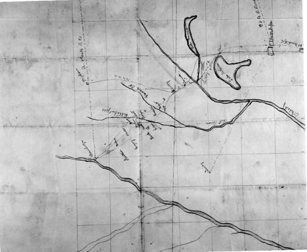 Map of Tallahassee area to south Georgia showing railroad lines.