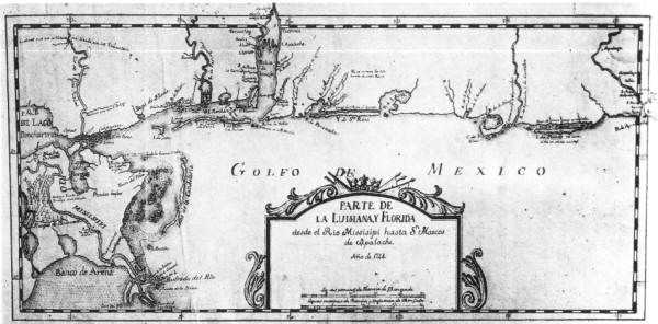 Map of West Florida and the Gulf of Mexico