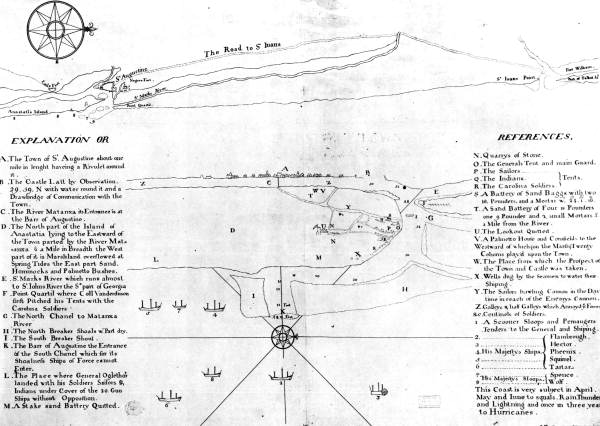 Map of the coast of Florida from Talbot Island to Saint Augustine