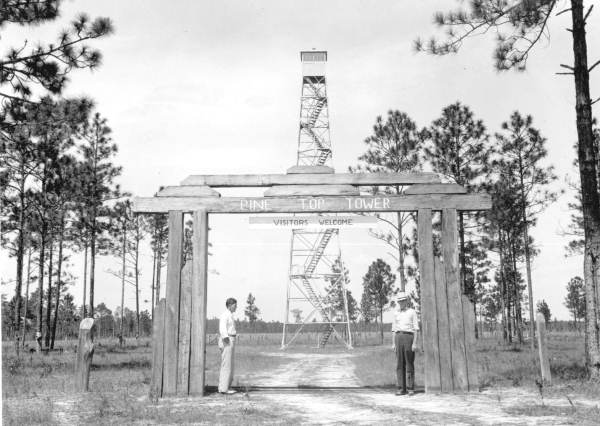 Pine Top Tower entrance gate - Baker County, Florida