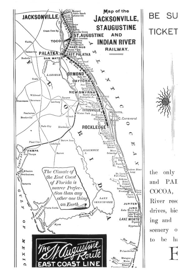 Map of the Jacksonville, St. Augustine, and Indian River Railway