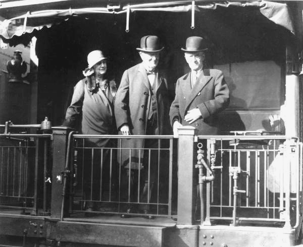 Mrs. and Mr. Thomas Alva Edison on back of train at left - Jacksonville, Florida