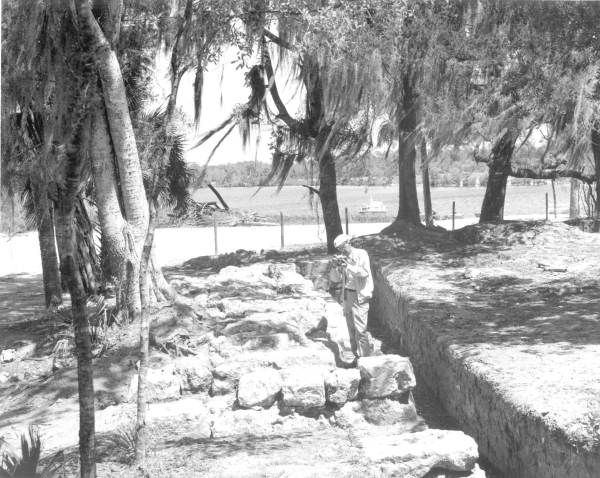 Man photographing archaeological excavation at Fort San Marcos de Apalache - St. Marks, Florida