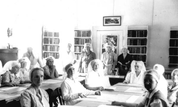 Women's Club Red Cross volunteers rolling bandages during World War II - Crystal River, Florida