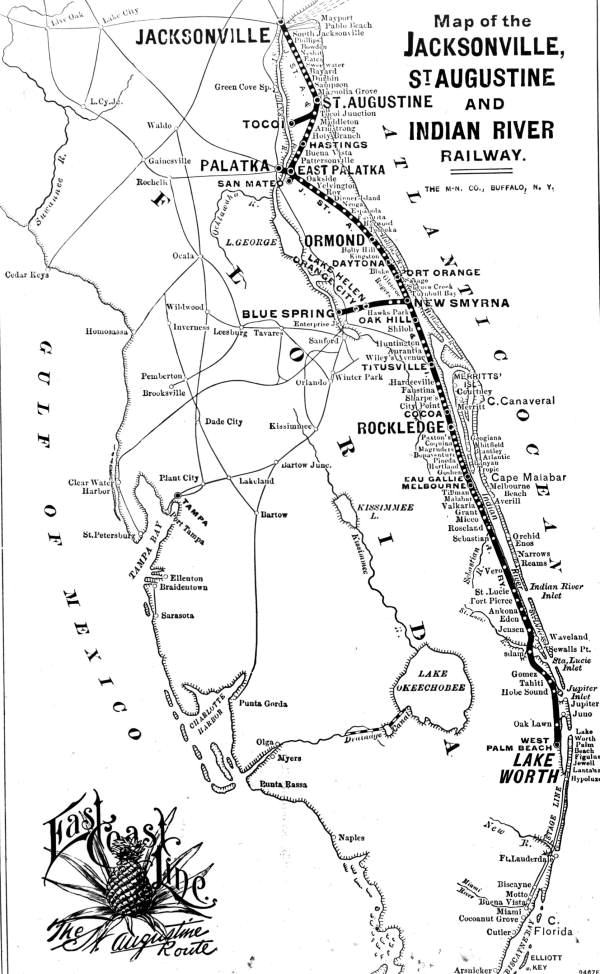 Map of the Jacksonville, St. Augustine, and Indian River Railway