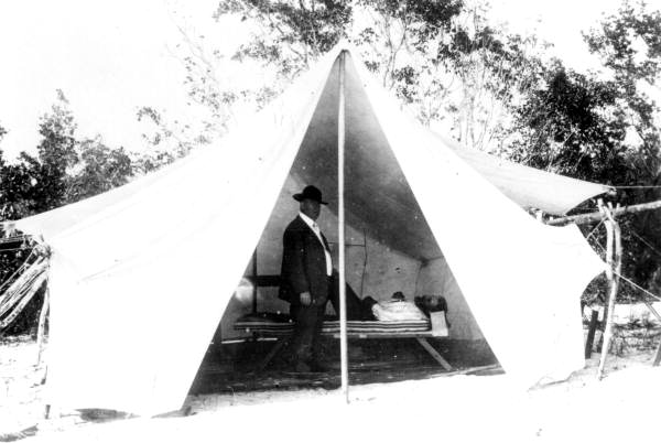 First aid tent at camp 4 for Overseas Railway construction workers
