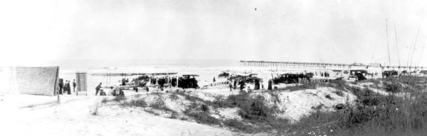 Three Wrigley Flying Circus airplanes near the Hotel Clarendon - Seabreeze, Florida