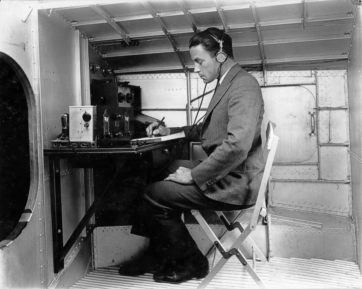 Radio operator on a New York, Rio & Buenos Aires Line airplane