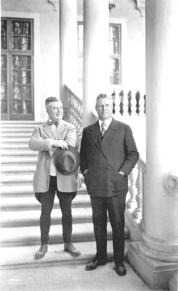 John McEntee Bowman and George E. Merrick on the steps of Biltmore Country Club - Coral Gables, Florida