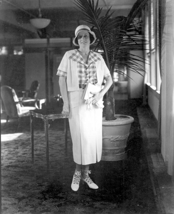 Woman models fashion at Burdine's store - Miami, Florida