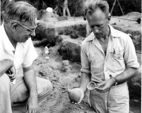 Archeologists at a site