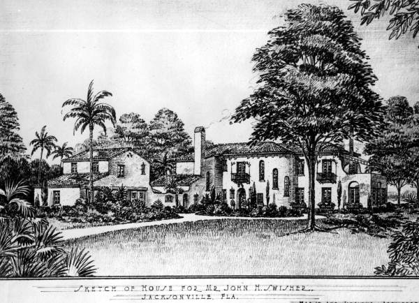 Drawing of the John M. Swisher home - Jacksonville, Florida