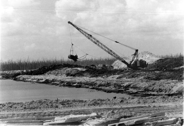 Dredging with a dragline excavator - Marco Island, Florida