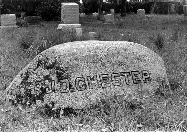 Imported granite boulder used for a tombstone - Merritt Island, Florida