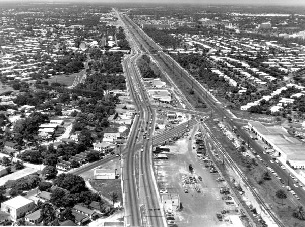 Aerial view of U.S. Highway 1 - Miami, Florida.