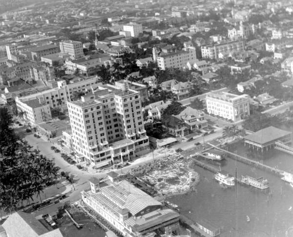 Aerial view of Biscayne Bay at Flagler Street - Miami, Florida.
