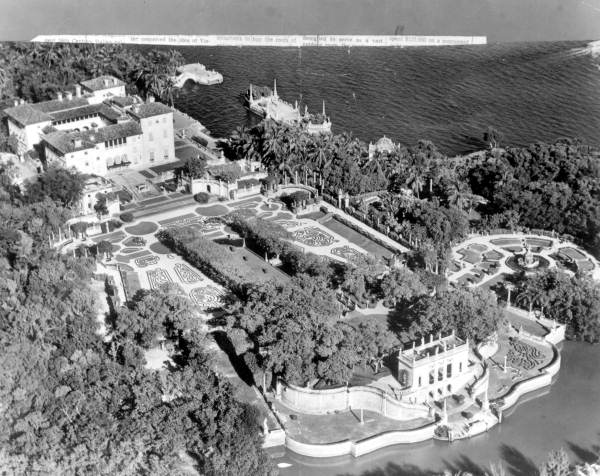Aerial view of Vizcaya - Miami, Florida.