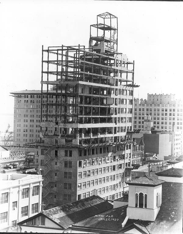 Rebuilding of the Meyer-Kiser Bank building after the 1926 hurricane - Miami, Florida.
