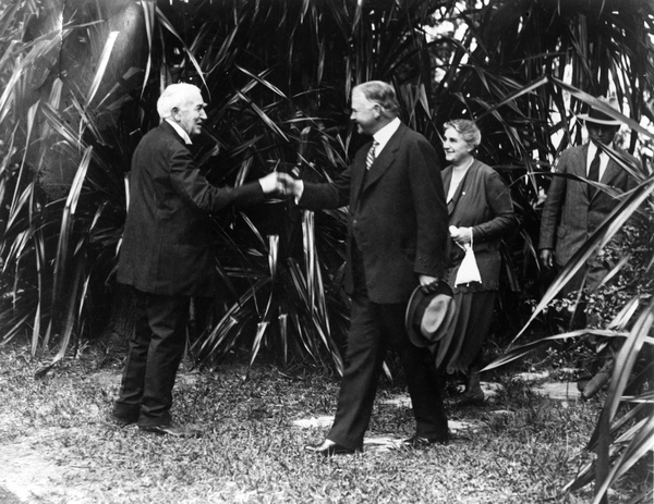 Thomas Edison greeting President Herbert Hoover - Fort Myers, Florida.