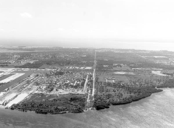 Aerial view looking east at mainland towards intersection of SR 19 and 54th Street - Saint Petersburg, Florida.