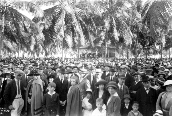 Crowd gathered for Pryor's band concert in Royal Palm Park - Miami, Florida.