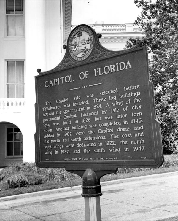 Historical marker of the Old Capitol - Tallahassee, Florida.