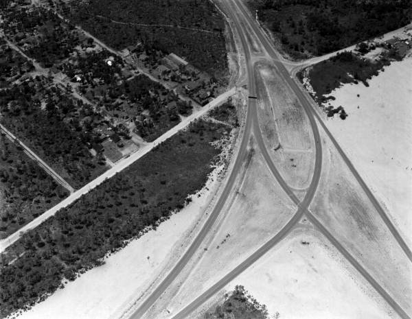 Aerial view of Arlington Expressway intersection with Atlantic Boulevard - Jacksonville, Florida.