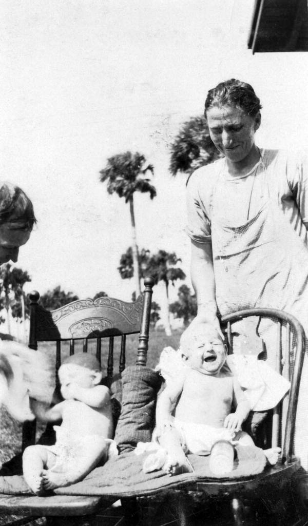 Mother and father with twins.