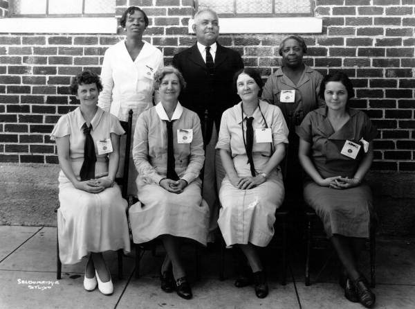 View of people at a midwife institute in Tampa, Florida.