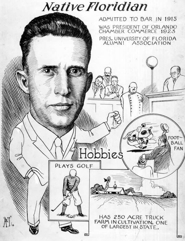 Caricature of the University of Florida Alumni Association President James Booth.
