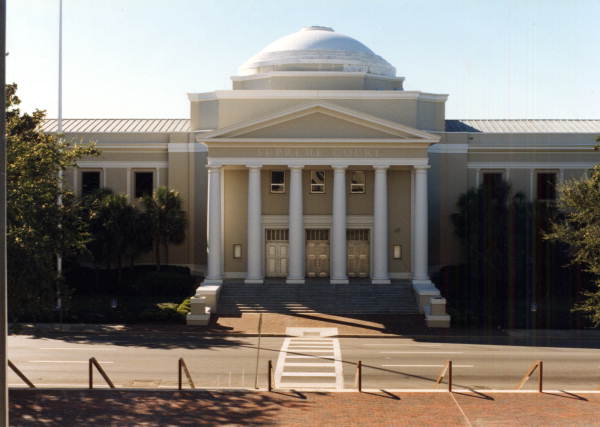 Front of the Florida Supreme Court Building during repainting project in Tallahassee, Florida.