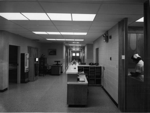 Nurse's station and nurse at Tallahassee Convalescent Home - Tallahassee, Florida .
