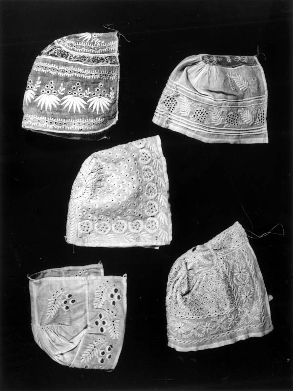 Antique handmade baby bonnets