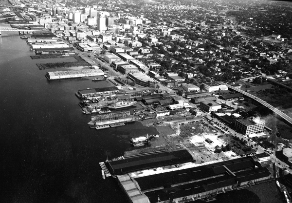 Aerial view, showing the harbor - Jacksonville, Florida.
