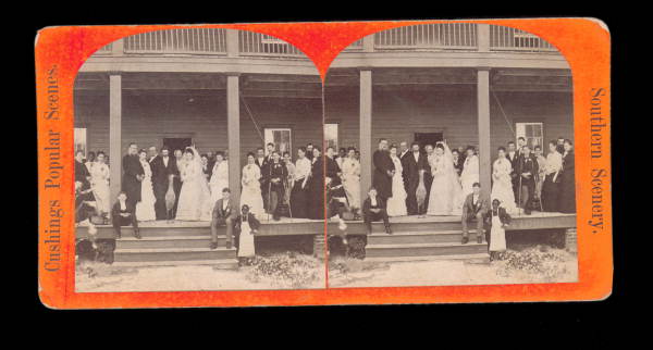 Wedding party assembled on hotel steps - Palatka, Florida