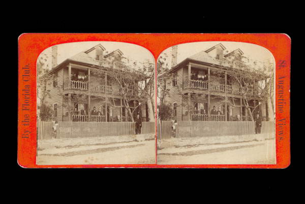 People gathered at an unidentified building - Saint Augustine, Florida