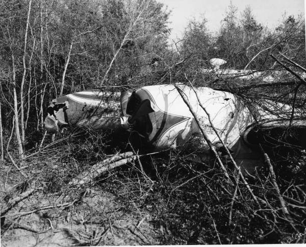 Close-up view of plane crash approximately 150' from Dale Mabry Field near Blountstown Highway - Tallahassee, Florida.
