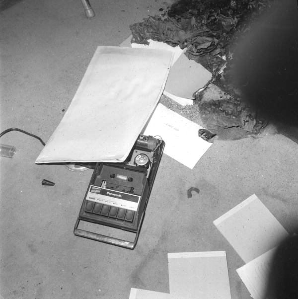 Close-up view showing some of the damage from arson at an African American school in Tallahassee, Florida.