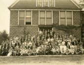 Group portrait of P.A. of A. summer school class at the Daguerre Memorial Institute in Indiana.