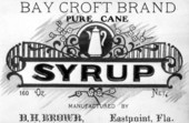 Label for Bay Crost Brand cane syrup