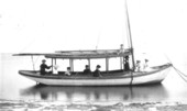 The Brown family in a boat.
