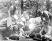Crew from the USS Massachusetts shown during leisure time.