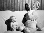 Sharon Monts-DeOca looks at the new toy rabbit - Jacksonville, Florida