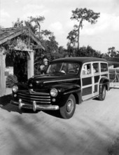 1947 Ford Super Deluxe "Woodie" at the entrance of the Hillsborough River State Park - Thonotosassa, Florida .