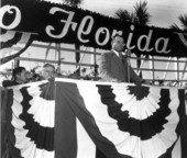 Unidentified man speaking at the opening of the Florida Welcome Station in Yulee.