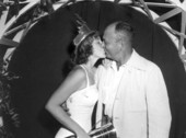 The newly crowned Miss New Smyrna Beach, Gayle Hester, receiving a congratulatory kiss - New Smyrna Beach, Florida