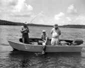 Reeling in a grouper catch in the Everglades.