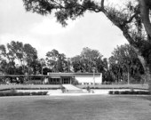 Front view of the Fort Caroline National Memorial Visitor Center - Jacksonville, Florida.