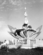 Motel signs representing space programsCocoa Beach, Florida.