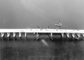Aerial view of the Pensacola Bay Bridge.